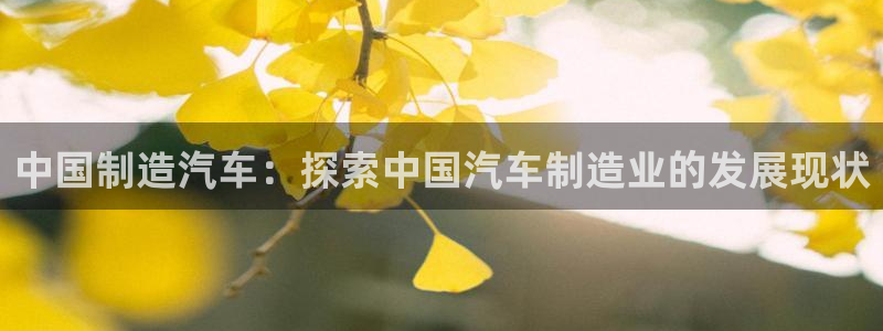 彩神8官网下：中国制造汽车：探索中国汽车制造业的发展现状