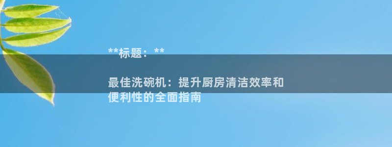 彩神怎么样可以提现：**标题：**

最佳洗碗机：提升厨房清洁效率和
便利性的全面指南