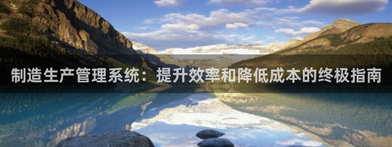 彩神app赚钱是真是假：制造生产管理系统：提升效率和降低成本的终极指南